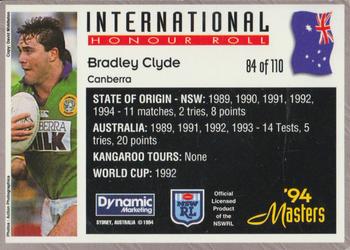 1994 Dynamic NSW Rugby League '94 Masters #84 Bradley Clyde Back